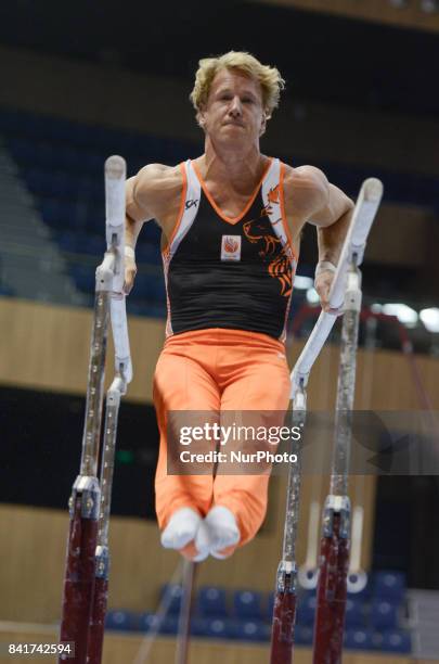 Epke Zonderland, Netherland, performs during the Varna FIG World Challenge Cup artistic gymnastics, Varna, Bulgaria.FIG World Challenge Cup artistic...