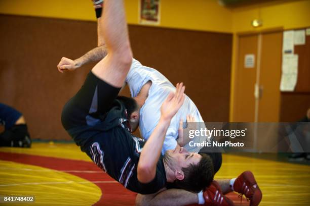 During a training, a fight between members of the TOAC Wrestling Club. On 1st September 2017 in Toulouse, France.