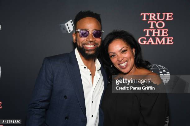 Actor Columbus Short and author Teri Woods at "True To The Game" Atlanta Screening at Regal Atlantic Station on September 1, 2017 in Atlanta, Georgia.