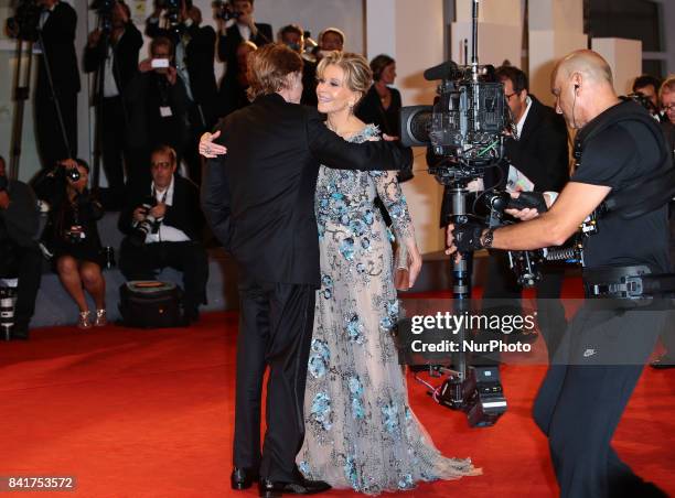 Jane Fonda and Robert Redford walk the red carpet ahead of the 'Our Souls At Night' screening during the 74th Venice Film Festival in Venice, Italy,...
