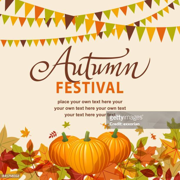 autumn festival with pumpkins - traditional festival stock illustrations
