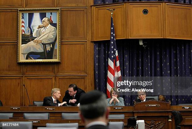 Rep. Paul Kanjorski , Rep. Shelley Moore Capito and Rep. Spencer Bachus attend a hearing before the House Financial Services Committee on Capitol...