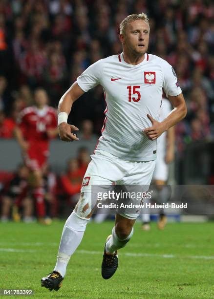 Kamil Glik of Poland in action during the FIFA 2018 World Cup Qualifier between Denmark and Poland at Parken Stadion on September 1, 2017 in...