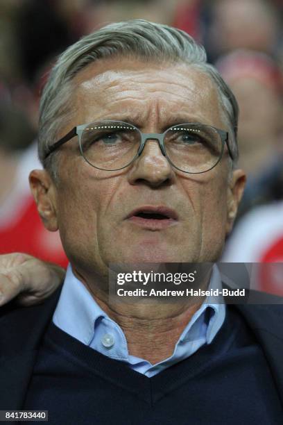 Adam Nawalka the manager of Poland before the FIFA 2018 World Cup Qualifier between Denmark and Poland at Parken Stadion on September 1, 2017 in...