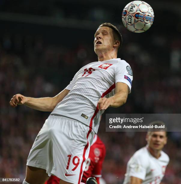 Piotr Zielinski of Poland in action during the FIFA 2018 World Cup Qualifier between Denmark and Poland at Parken Stadion on September 1, 2017 in...