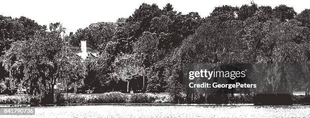 lakeside property - marsh stock illustrations
