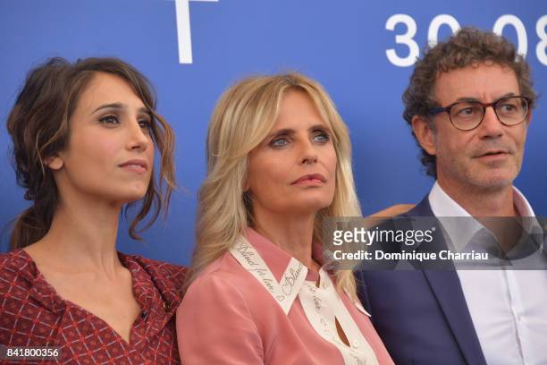 Silvia DAmico, Isabella Ferrari and Francesco Patierno attend the 'Diva!' photocall during the 74th Venice Film Festival on September 2, 2017 in...