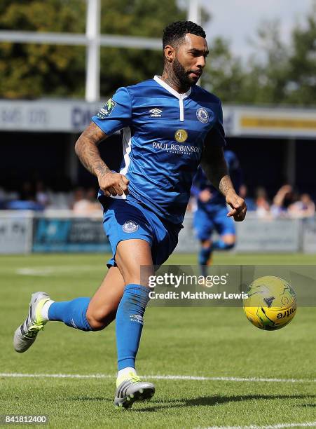 Jermaine Pennant of Billericay Town in action during The Emirates FA Cup Qualifying First Round match between Billericay Town and Didcot Town on...