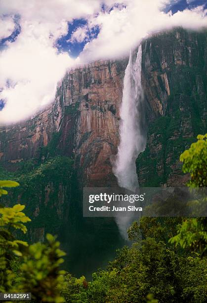 angel falls with clouds on top - angel falls stock pictures, royalty-free photos & images