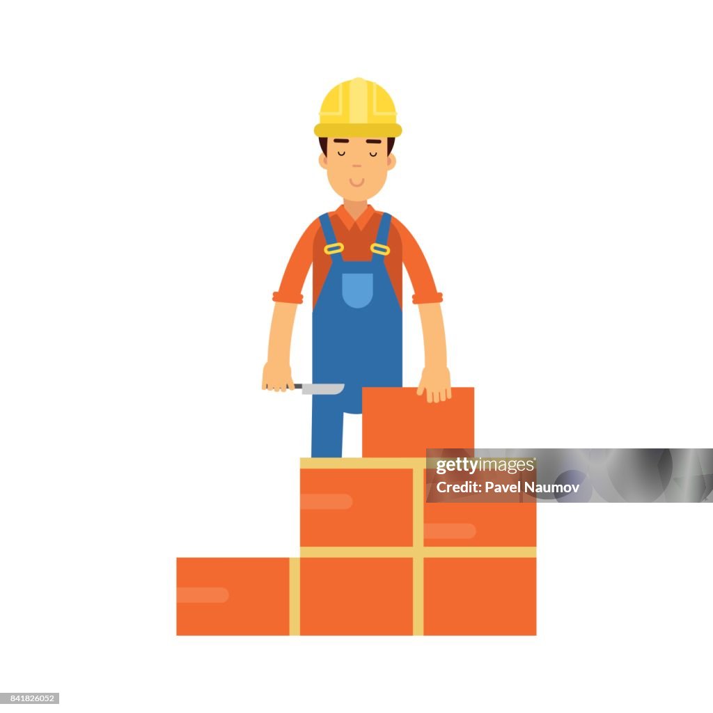 Albañil Trabajador De Construcción Que Un Ladrillo Con Paleta Y Cemento Mortero De Dibujos Animados Vector Ilustración Ilustración de stock - Getty Images Albañil Trabajador De Construcción Que Un Ladrillo Con Paleta Y Cemento Mortero De Dibujos Animados Vector Ilustración Ilustración de stock - Getty Images