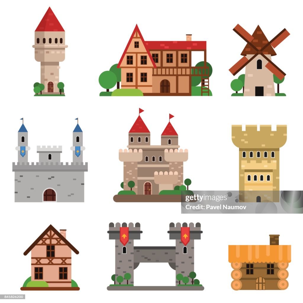 Edificios Históricos Medievales De Diferentes Países Set De Vectores De Dibujos  Animados Ilustraciones Ilustración de stock - Getty Images