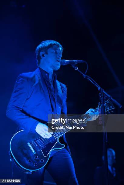 American rock band Interpol perform live at Alexandra Palace, London, on September 1, 2017. The band is on tour for the 15th anniversary of their...