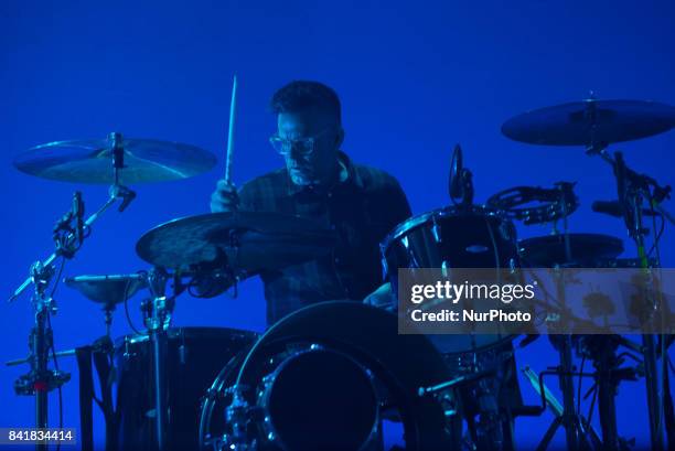 American rock band Interpol perform live at Alexandra Palace, London, on September 1, 2017. The band is on tour for the 15th anniversary of their...