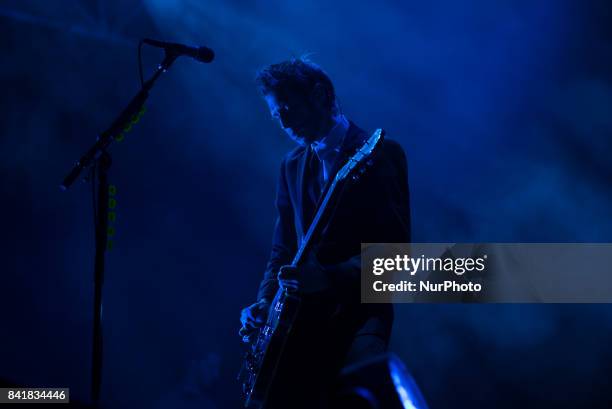 American rock band Interpol perform live at Alexandra Palace, London, on September 1, 2017. The band is on tour for the 15th anniversary of their...