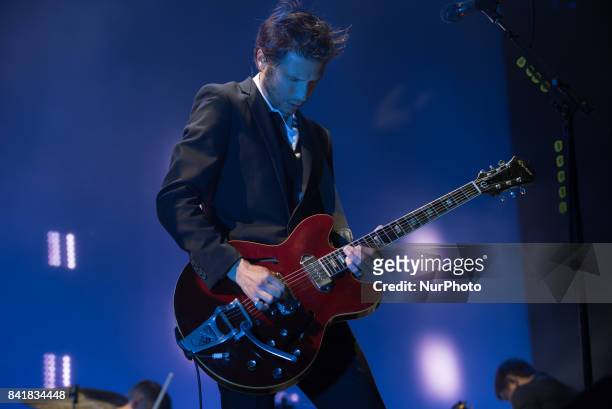 American rock band Interpol perform live at Alexandra Palace, London, on September 1, 2017. The band is on tour for the 15th anniversary of their...