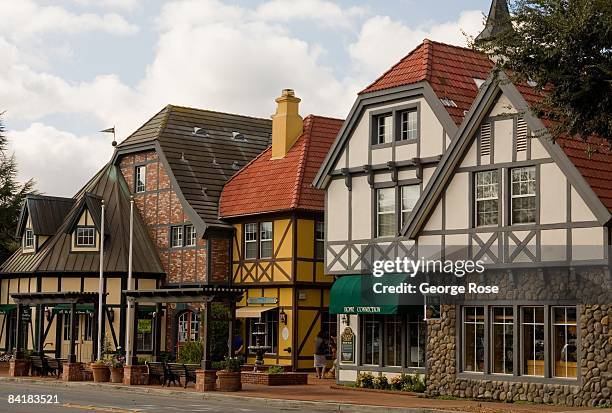 The shops of this historic Danish tourist community can seen in this 2009 Santa Ynez Valley, Santa Barbara County, California, photo.