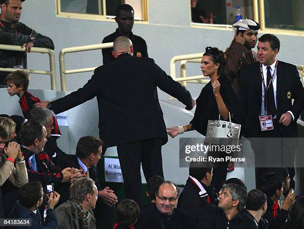 Victoria Beckham, wife of David Beckham of AC Milan arrives at the ground during the Dubai Football Challenge match between AC Milan and Hamburger SV...
