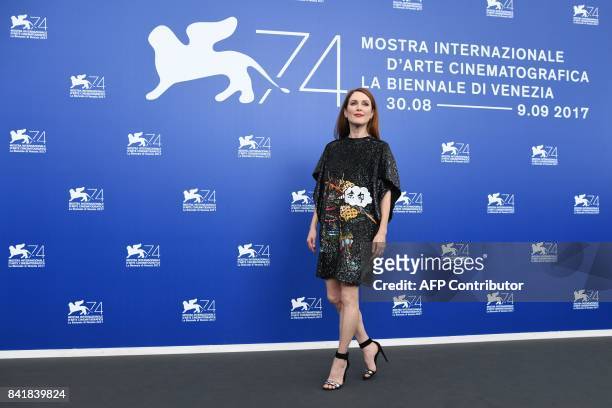 Actess Julianne Moore attends the photocall of the movie "Suburbicon" presented out of competition at the 74th Venice Film Festival on September 2,...