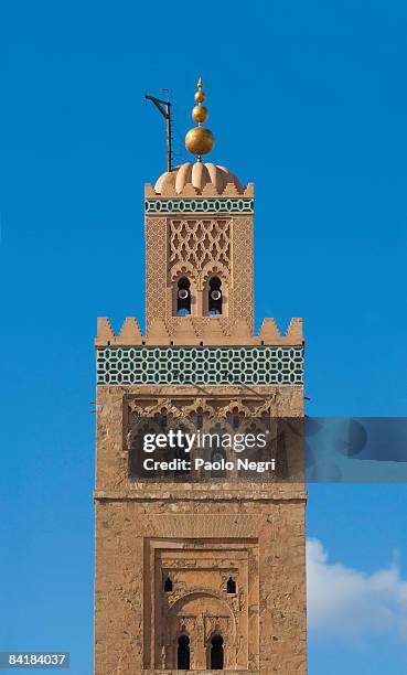 morocco, marrakech, koutoubia mosque - minaret stock pictures, royalty-free photos & images