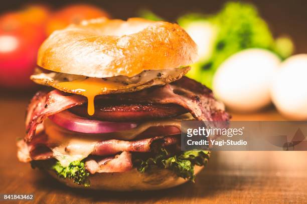 bagel sand like american hamburgers - bagels stock pictures, royalty-free photos & images