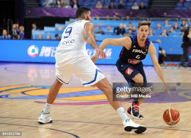Ioannis Bourousis of Greece, Thomas Heurtel France during the FIBA Eurobasket 2017 Group A match between Greece and France on September 2, 2017 in...