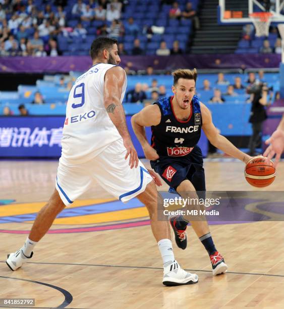 Ioannis Bourousis of Greece, Thomas Heurtel France during the FIBA Eurobasket 2017 Group A match between Greece and France on September 2, 2017 in...