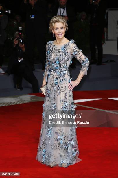 Jane Fonda walks the red carpet ahead of the 'Our Souls At Night' screening during the 74th Venice Film Festival at Sala Grande on September 1, 2017...