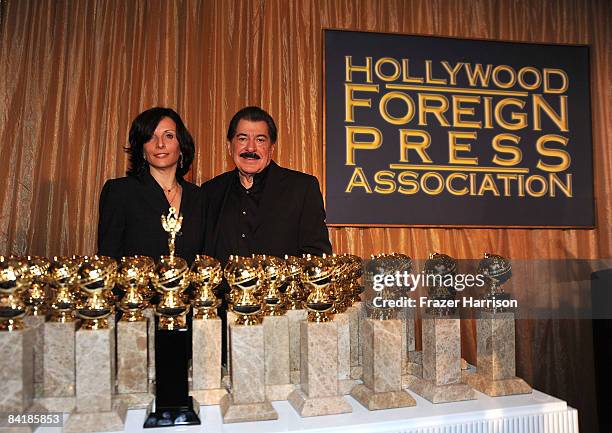 President of the Hollywood Foreign Association Jorge Canara and President of Dick Clark Productions Orly Adelson unveil the new 2009 Golden Globe...