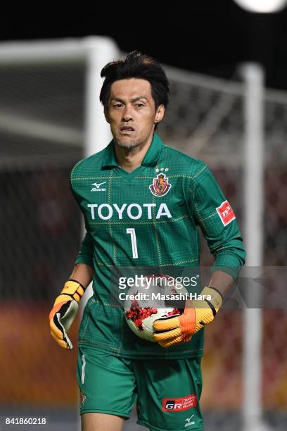Seigo Narazaki of Nagoya Grampus in action during the J.League J2 match between Mito Hollyhock and Nagoya Grampus at K's Denki Stadium on September...