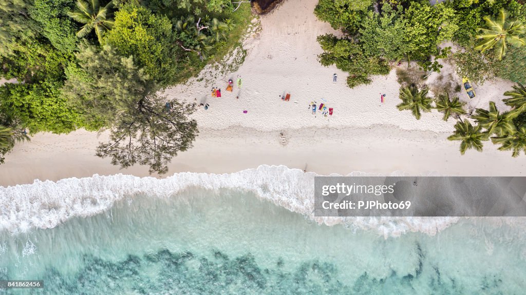 Aerial view of Anse Takamaka -  Mahe Island - Seychelles