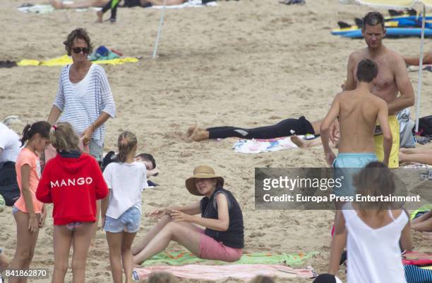 Princess Cristina of Spain , Inaki Urdangarin and her sister Ana Urdangarin are seen on August 6, 2017 in Bidart, France.
