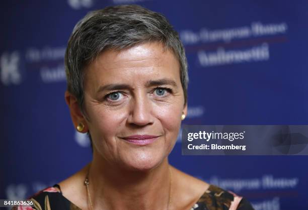 Margrethe Vestager, the competition commissioner of the European Commission, poses for a photograph during the Ambrosetti Forum in Cernobbio, Italy,...