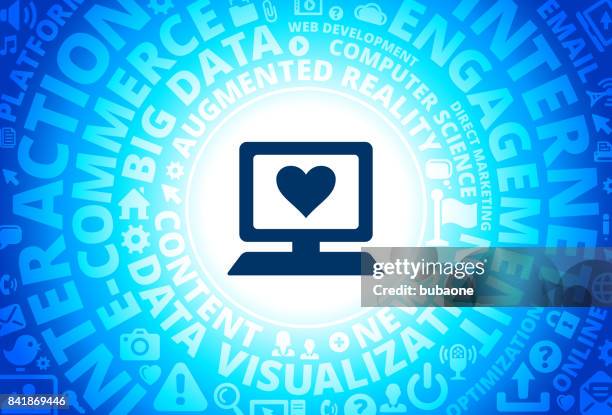 computer and heart icon on internet modern technology words background - key dates stock illustrations