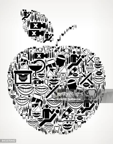 apple dentist and dental vector icon pattern - root canal stock illustrations