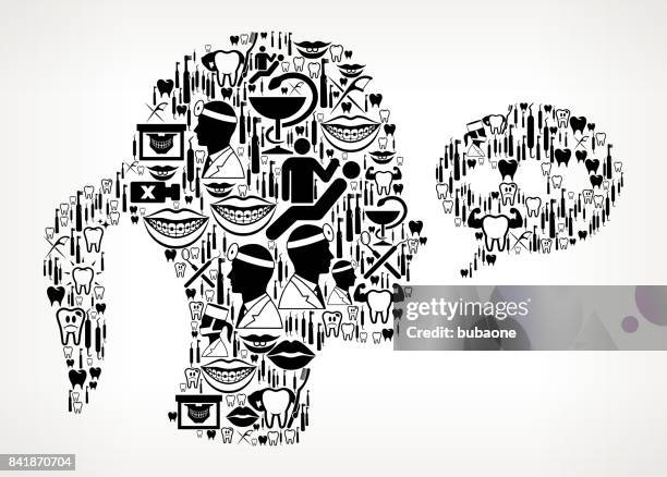chatbubble face dentist and dental vector icon pattern - root canal stock illustrations