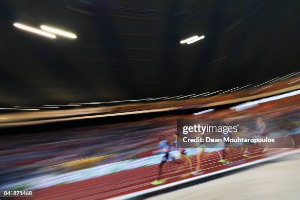 Mahiedine Mekhissi of France comepetes in the Mens 1500m Final during the AG Memorial Van Damme Brussels as part of the IAAF Diamond League 2017 at...