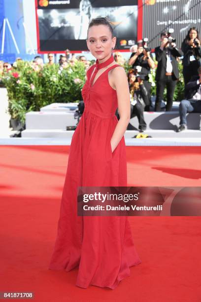 Shira Haas walks the red carpet ahead of the 'Foxtrot' screening during the 74th Venice Film Festival at Sala Grande on September 2, 2017 in Venice,...