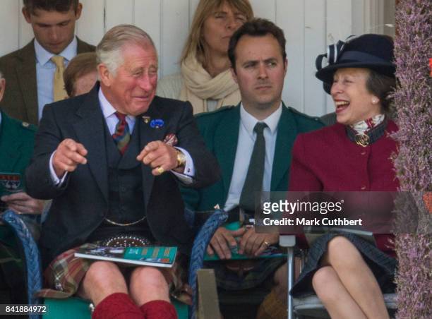 Prince Charles, Prince of Wales and Princess Anne, Princess Royal attend the 2017 Braemar Highland Gathering at The Princess Royal and Duke of Fife...