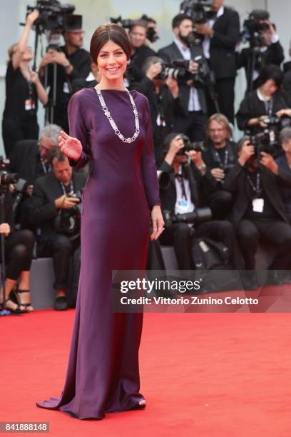 Alessandra Mastronardi walks the red carpet ahead of the 'Suburbicon' screening during the 74th Venice Film Festival at Sala Grande on September 2,...