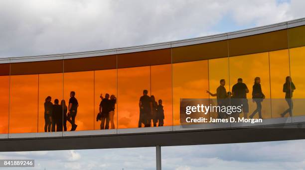 Visitors to the Art Museum ARoS inside the artwork, "Your rainbow panorama" on September 2, 2017 in Aarhus, Denmark. The final weekend of the Aarhus...
