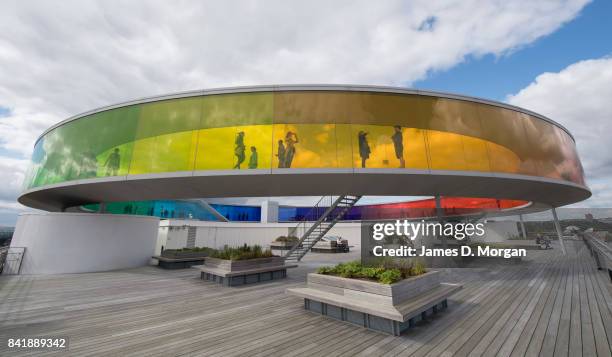 Visitors to the Art Museum ARoS inside the artwork, "Your rainbow panorama" on September 2, 2017 in Aarhus, Denmark. The final weekend of the Aarhus...