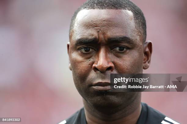 Andy Colehead coach / manager of Manchester United Legends during the match between Manchester United Legends and FC Barcelona Legends at Old...