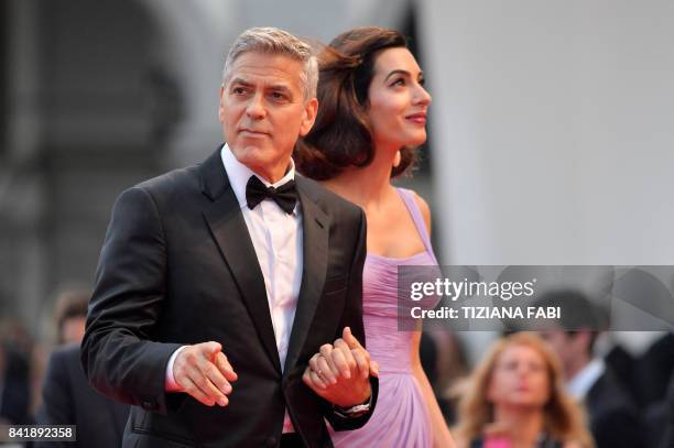 George and Amal Clooney attend the premiere of the movie "Suburbicon" presented out of competition at the 74th Venice Film Festival on September 2,...