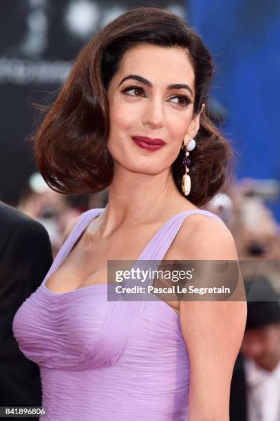 Amal Clooney walks the red carpet ahead of the 'Suburbicon' screening during the 74th Venice Film Festival at Sala Grande on September 2, 2017 in...