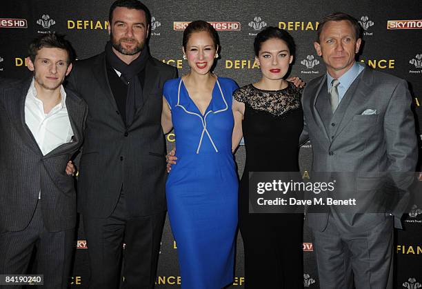 Jamie Bell, Liev Schreiber, Jodhi May, Alexa Davalos and Daniel Craig arrive at the European premiere of "Defiance" at the Odeon Leicester Square on...