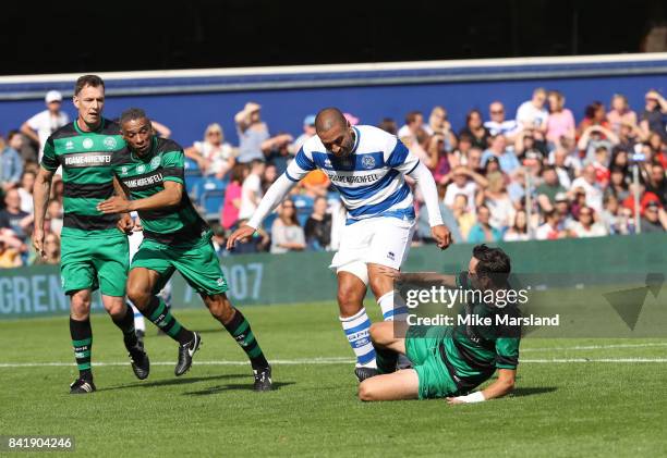 Stan Collymore and Ralf Little during the #GAME4GRENFELL at Loftus Road on September 2, 2017 in London, England. The charity football match has been...