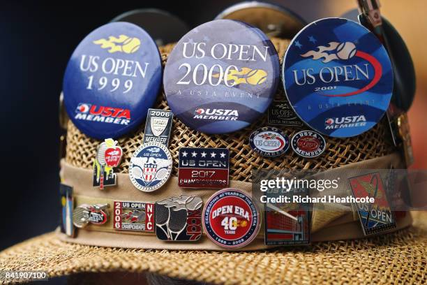 Fan wears a hat on Day Six of the 2017 US Open at the USTA Billie Jean King National Tennis Center on September 2, 2017 in the Flushing neighborhood...