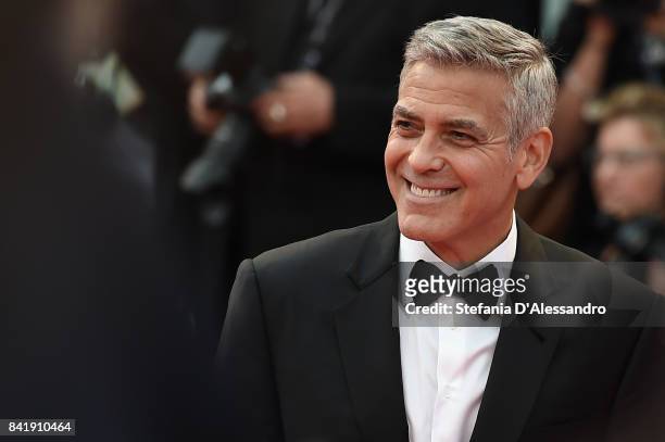 George Clooney walks the red carpet ahead of the 'Suburbicon' screening during the 74th Venice Film Festival at Sala Grande on September 2, 2017 in...