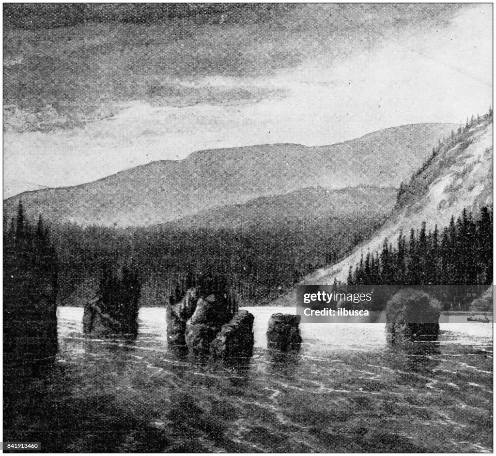 Antique illustration: Five fingers rapids, Lewes river