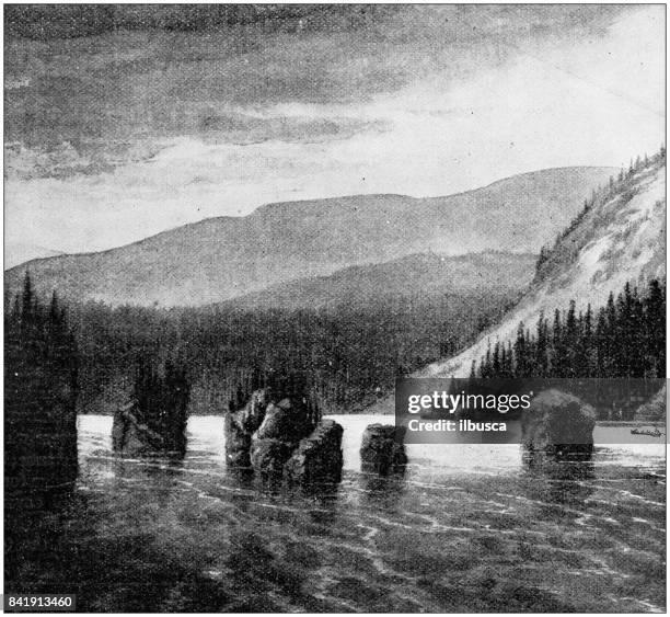 antique illustration: five fingers rapids, lewes river - lewes delaware stock illustrations